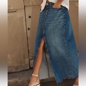 Zara Indigo Denim Midi Skirt